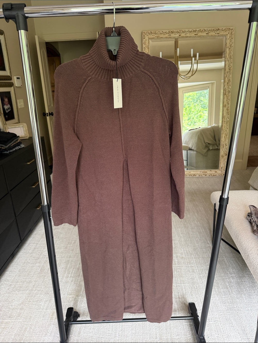 Cozy Brown Cowl Neck Sweater Dress